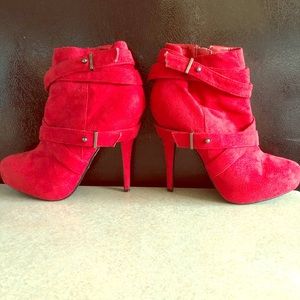 Suede heel booties